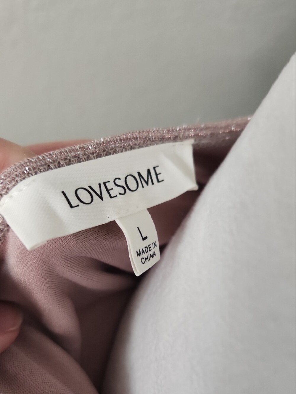 Lovesome Apricot Lane Strapless Metallic Mauve Ruched Bodycon Dress Sparkly Rose - Picture 5 of 7